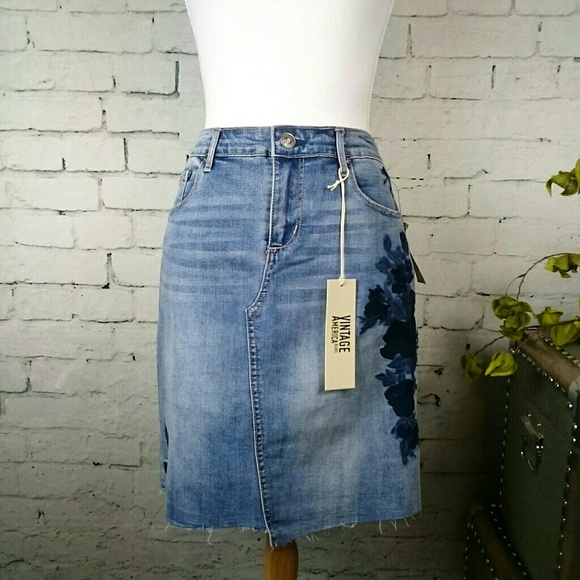 Vintage America Blues Dresses & Skirts - Vintage America Blues Denim Mini Skirt Blue 8/29